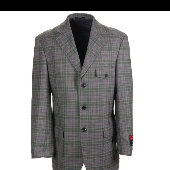Royal Diamond Collection Other - Sophisticated Gray Plaid Blazer with Notched Lapels